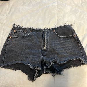 Levi’s Destroyed Dark Wash Jean Shorts